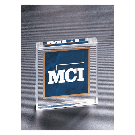 3 3/4" x 3 3/4" Sapphire Marble Design Acrylic Paperweight