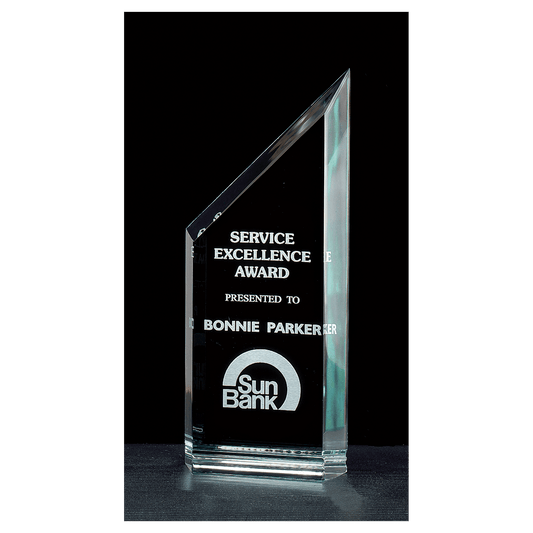 3 1/2" x 9" Zenith Series Jade Acrylic Free Standing Award