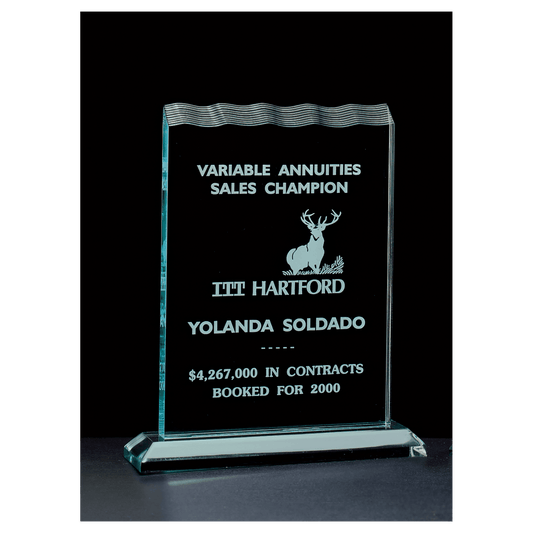 7 1/2" x 9 1/4" Tidal Series Jade Acrylic Award