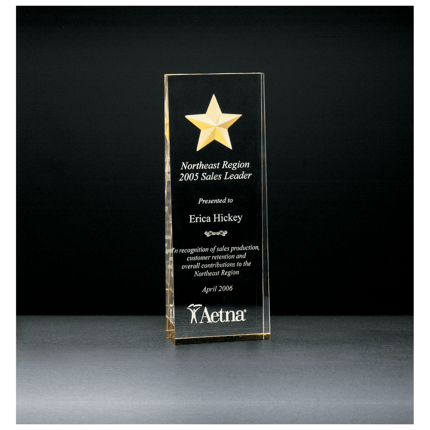 2 7/8" x 8" Constellation Series Etched Star with Gold Paint-Filled and Mirrored Bottom Acrylic