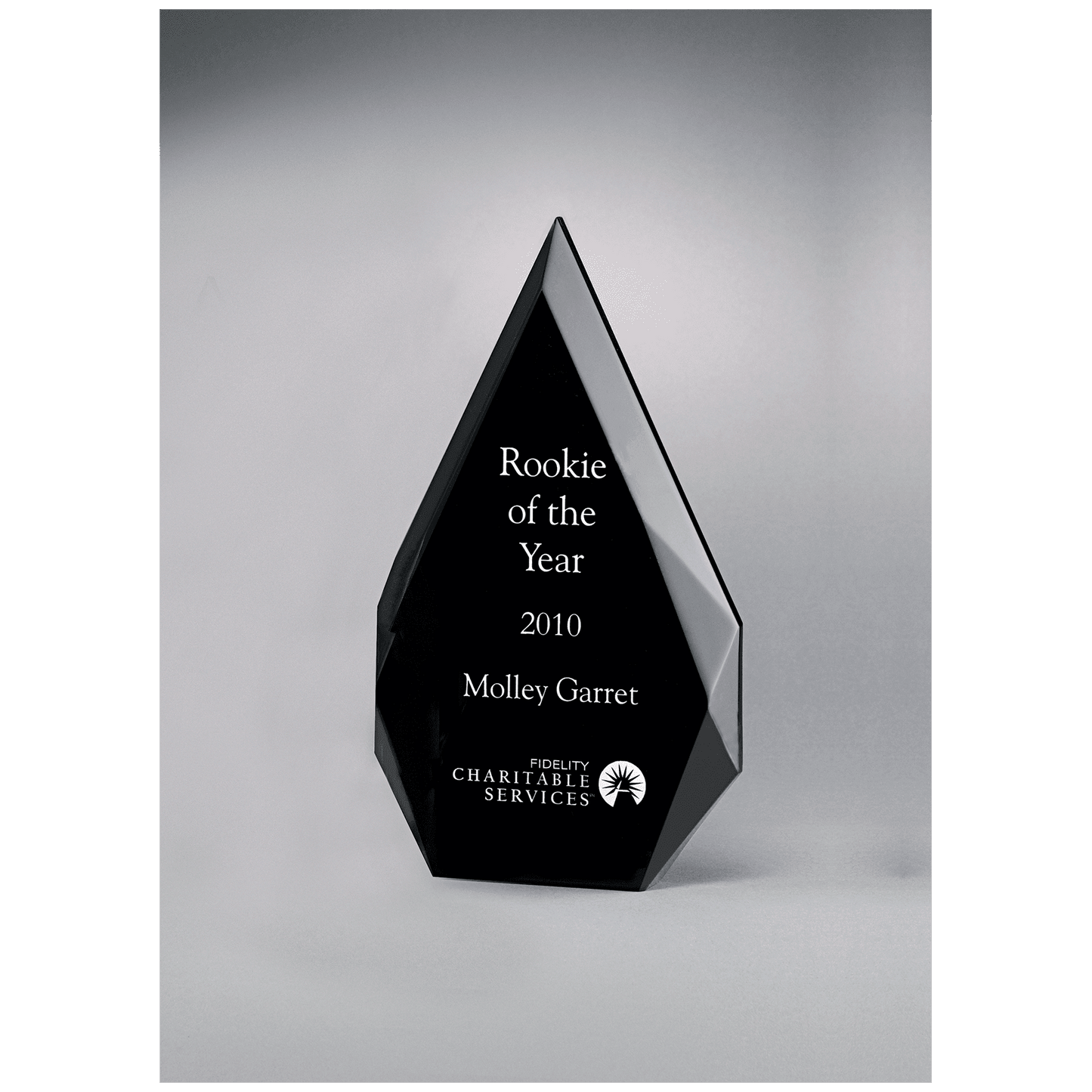 4 1/4" x 7 7/8" Flame Series Clear Freestanding  Acrylic with Black Silkscreened Back