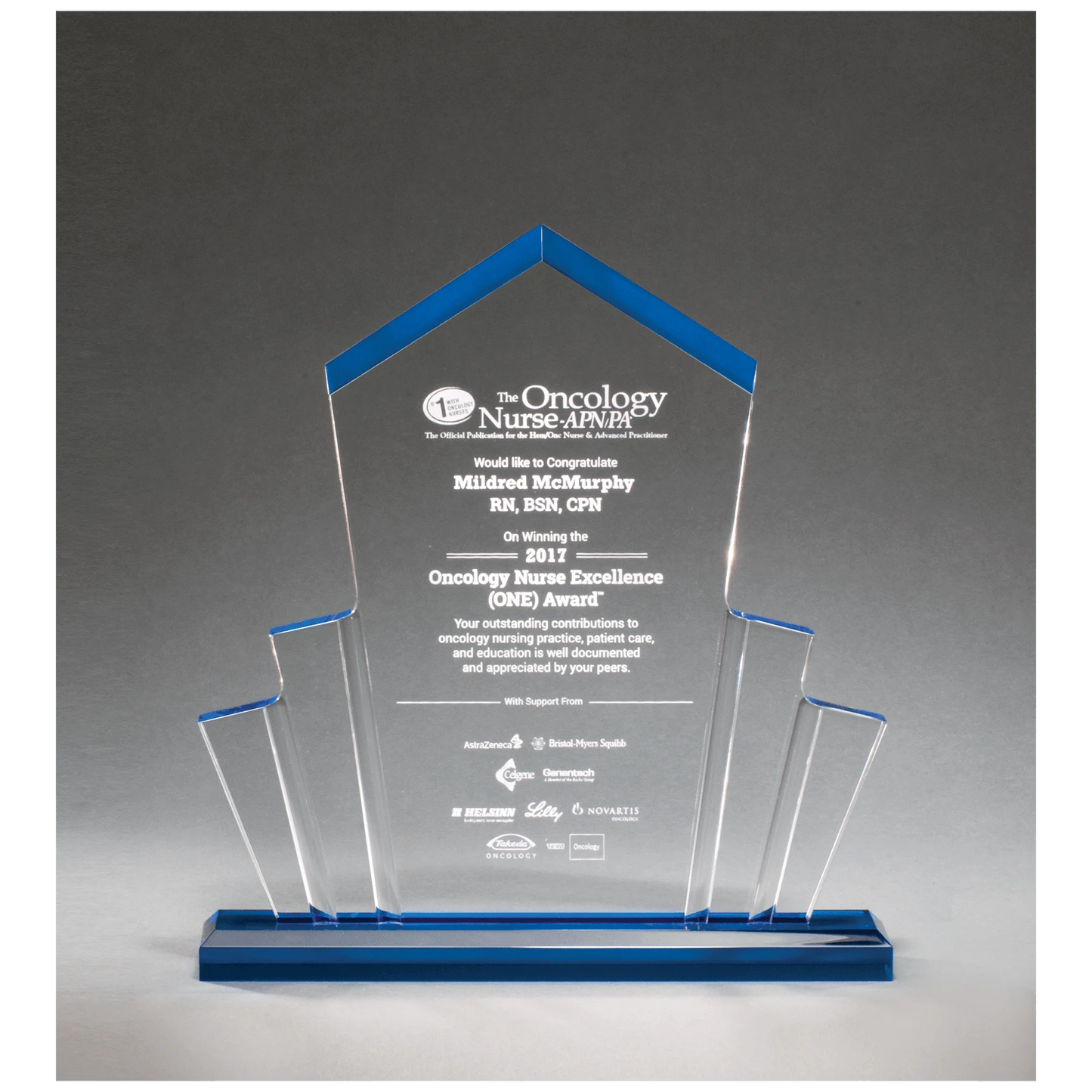 10" × 10.75" Large Tower Spotlight Clear Acrylic (acrylic) — custom laser engraved — ECHIPMUNK