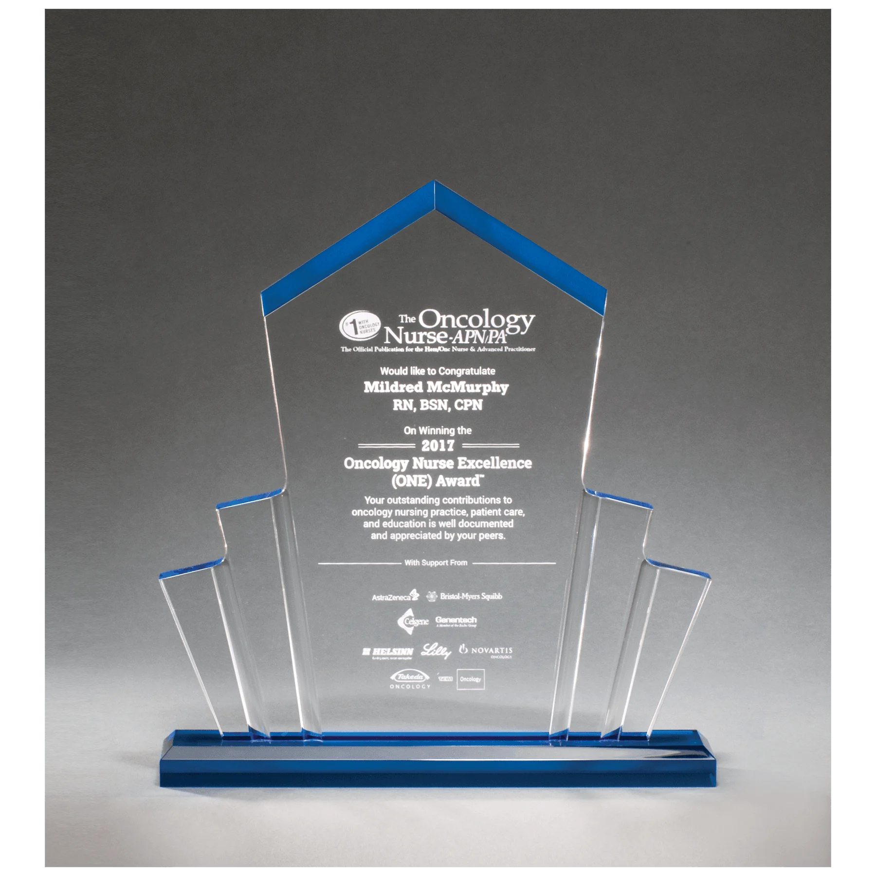 10" × 10.75" Large Tower Spotlight Clear Acrylic (acrylic) — custom laser engraved — ECHIPMUNK