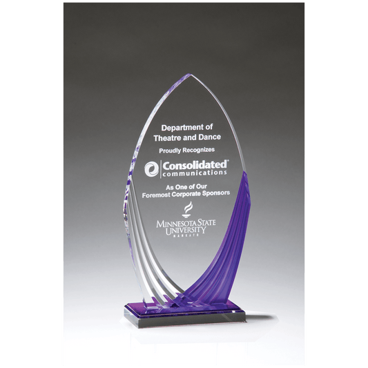 4 3/4" x 9" Tidal Series Acrylic with Printed Violet Accent and Violet Mirror-Topped Base