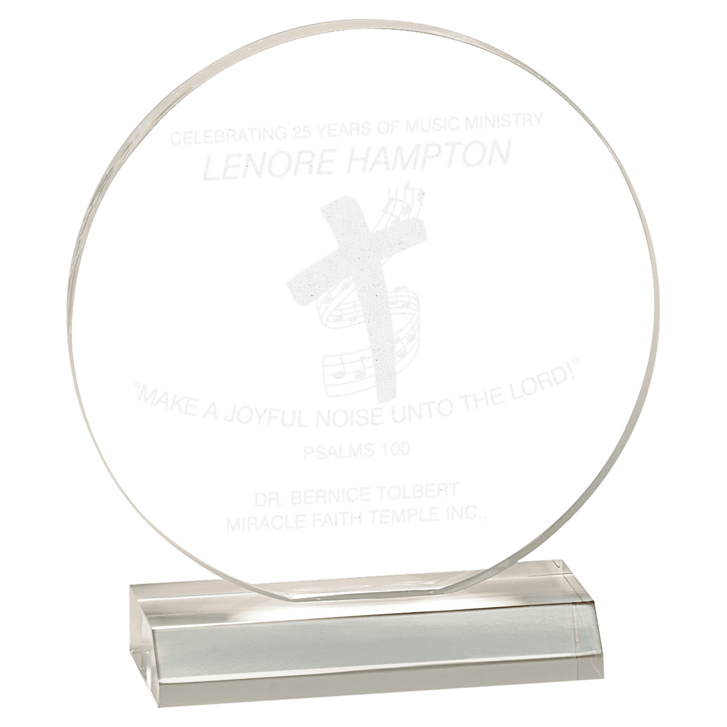 Large Clear Acrylic Circle with Clear Base
