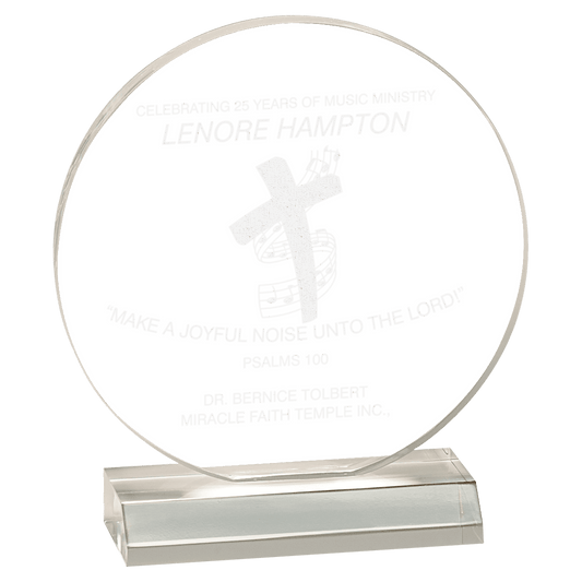 Large Clear Acrylic Circle with Clear Base