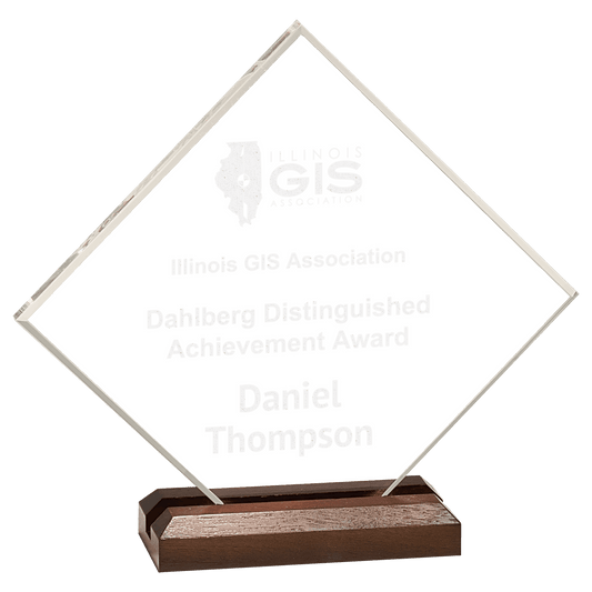 Large Clear Acrylic Diamond with Walnut Base