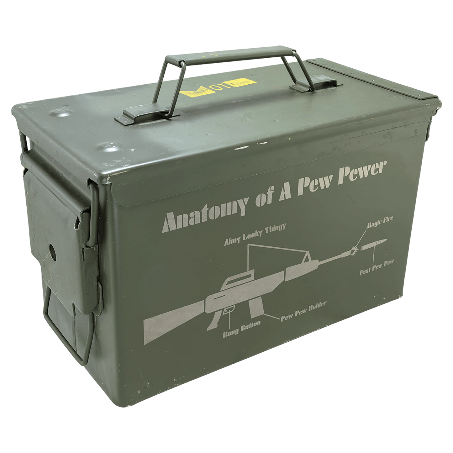 50 Caliber Army Surplus Steel Ammo Can (steel) — custom laser engraved — ECHIPMUNK