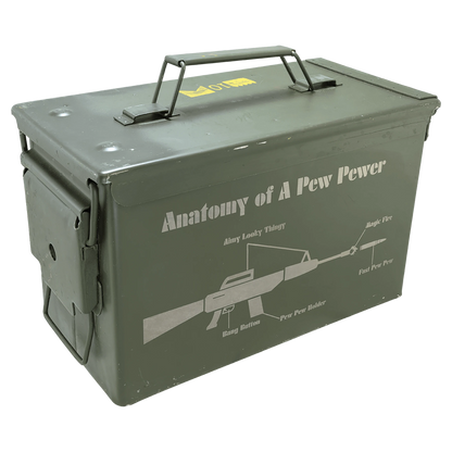 50 Caliber Army Surplus Steel Ammo Can (steel) — custom laser engraved — ECHIPMUNK