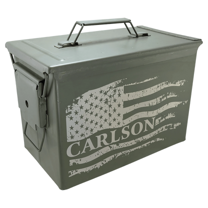Fat 50 Caliber Army Surplus Steel Ammo Can (steel) — custom laser engraved — ECHIPMUNK