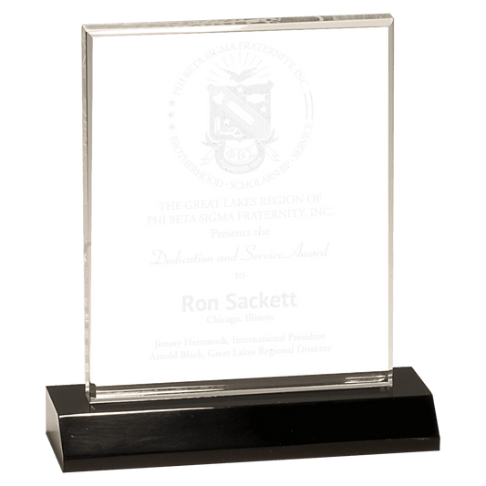 Medium Clear Acrylic Rectangle with Black Acrylic Base