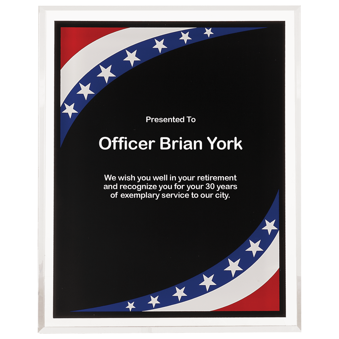 8" x 10" Stars & Stripes Border Clear-Plaque Acrylic