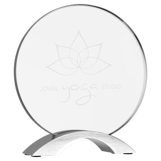 7.25" Cosmic Acrylic with Silver Base (acrylic & aluminum) — custom laser engraved — ECHIPMUNK