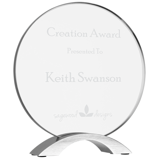 8.5" Cosmic Acrylic with Silver Base (acrylic & aluminum) — custom laser engraved — ECHIPMUNK