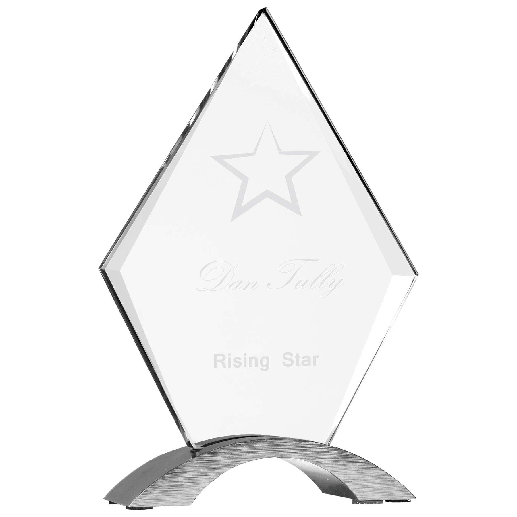 7.25" Diamond Cosmic Acrylic with Silver Base (acrylic & aluminum) — custom laser engraved — ECHIPMUNK