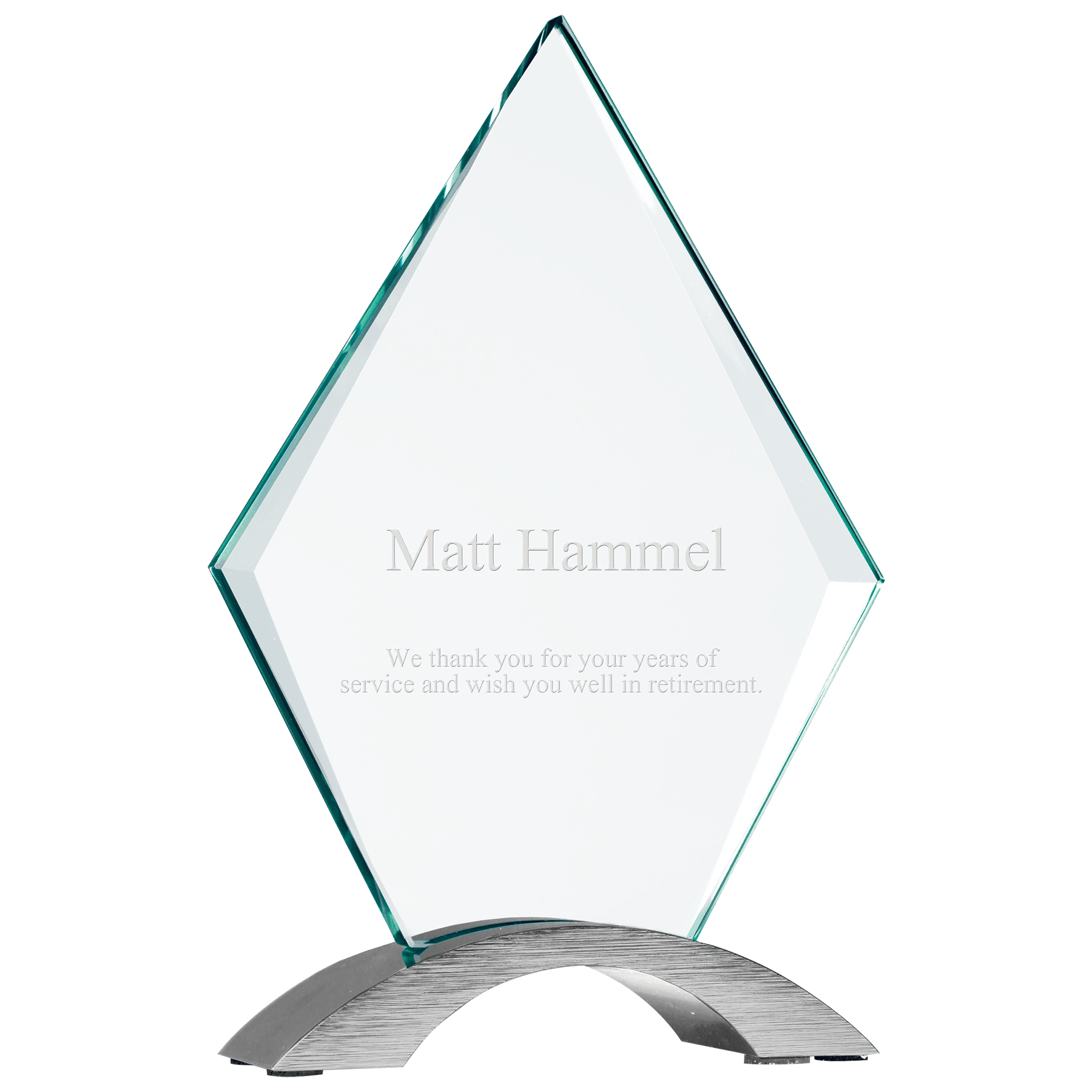 7.25" Diamond Cosmic Glass with Silver Base (glass & aluminum) — custom laser engraved — ECHIPMUNK