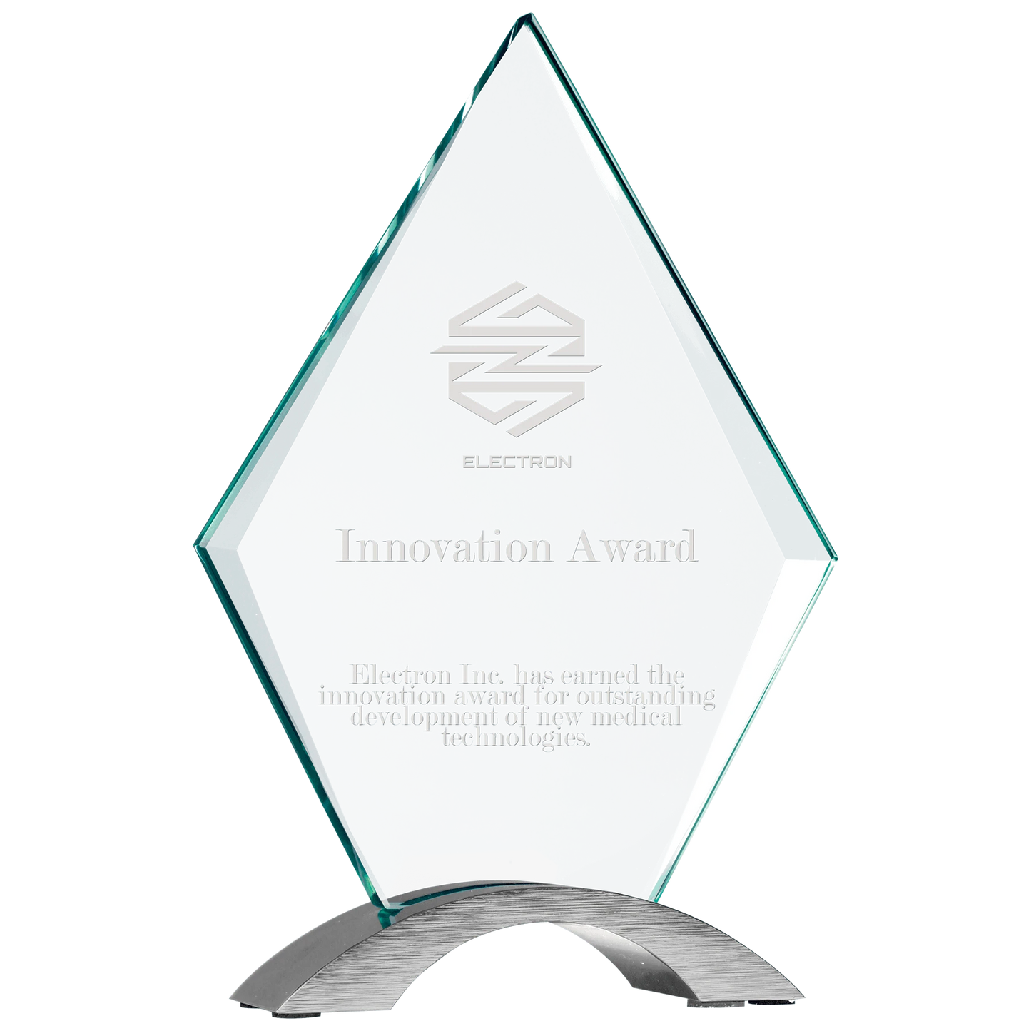 8.5" Diamond Cosmic Glass with Silver Base (glass & aluminum) — custom laser engraved — ECHIPMUNK