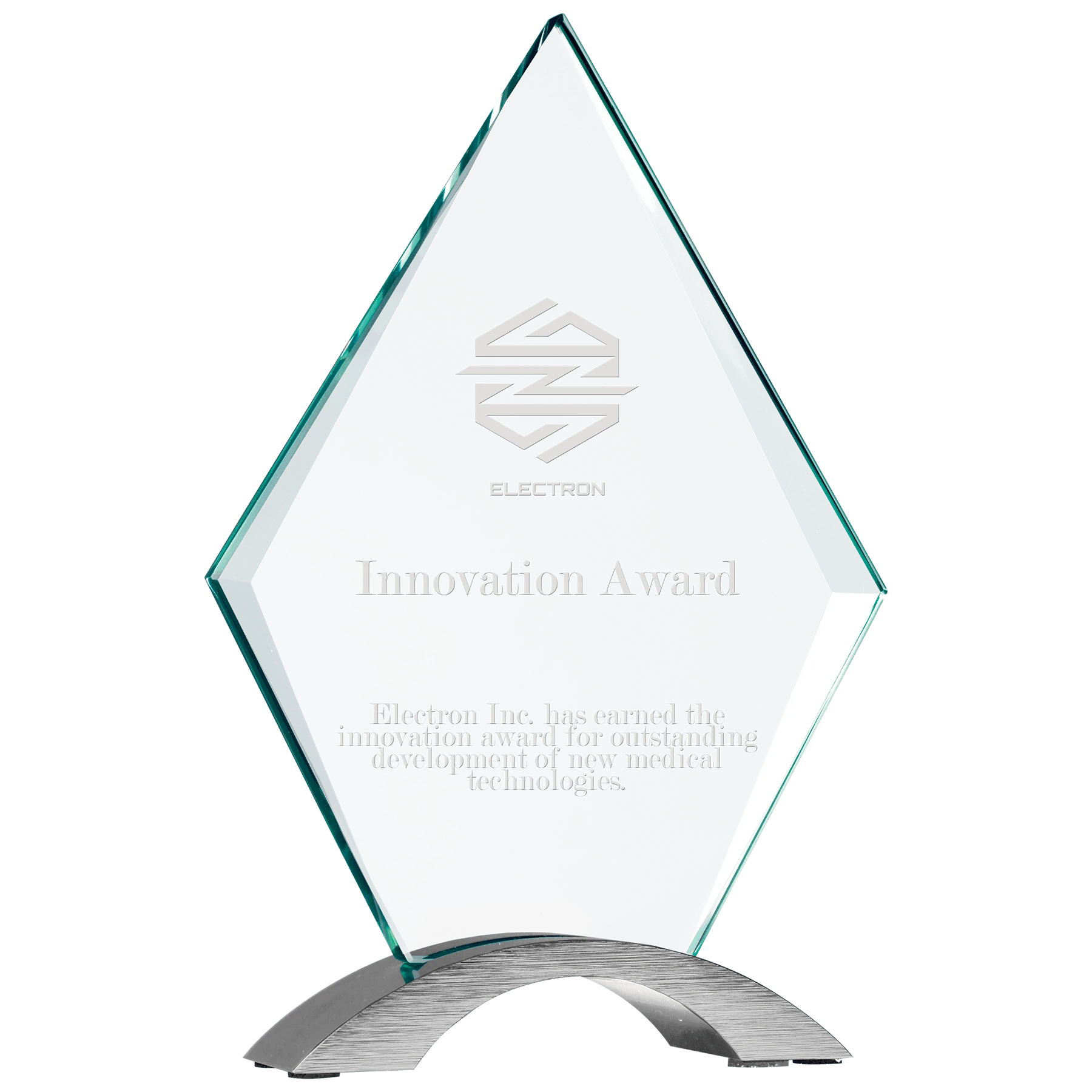 8.5" Diamond Cosmic Glass with Silver Base (glass & aluminum) — custom laser engraved — ECHIPMUNK