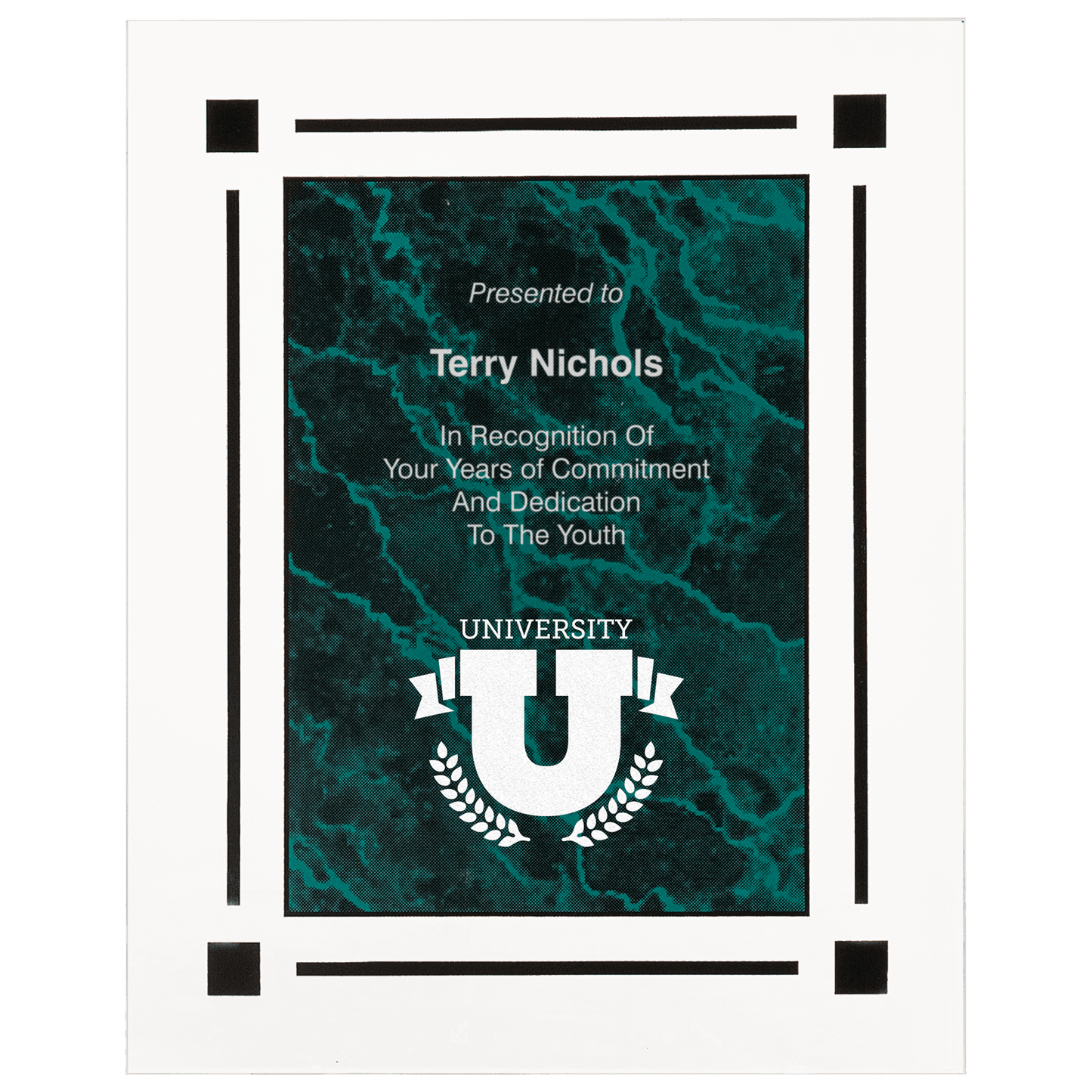 7" x 9" Green Marble Acrylic Clear-Plaque