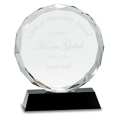 7" Round Facet Crystal on Pedestal Base