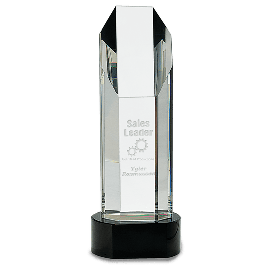 10 3/4" Octagon Slant-Top Crystal on Black Pedestal Base