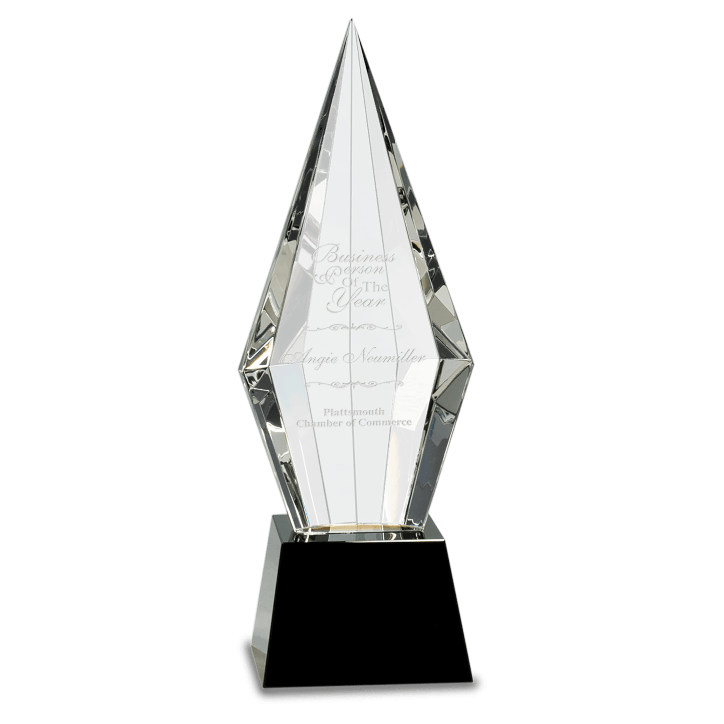 11" Obelisk Facet Crystal on Pedestal Base