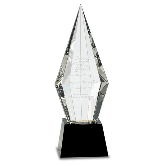 11" Obelisk Facet Crystal on Pedestal Base