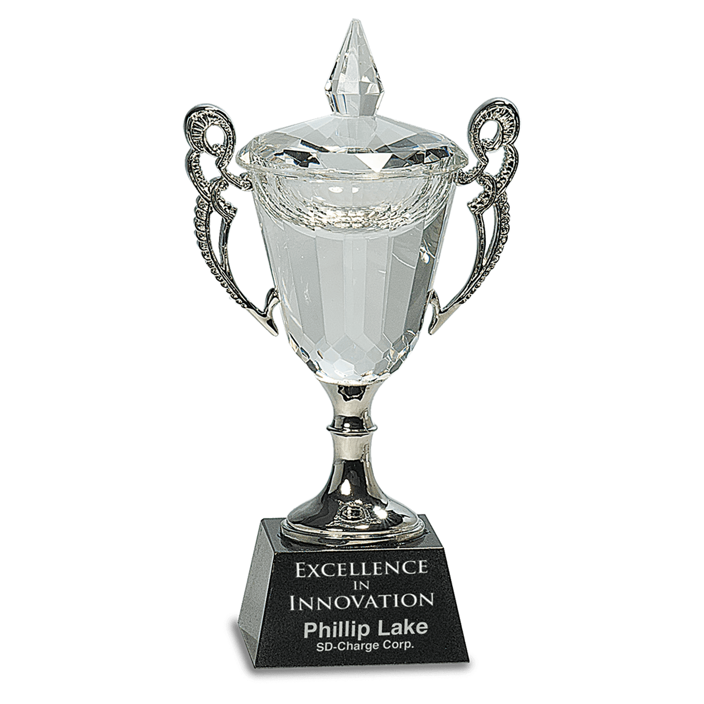 8" Crystal Cup with Silver Handles and Stem