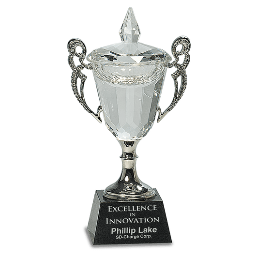 8" Crystal Cup with Silver Handles and Stem