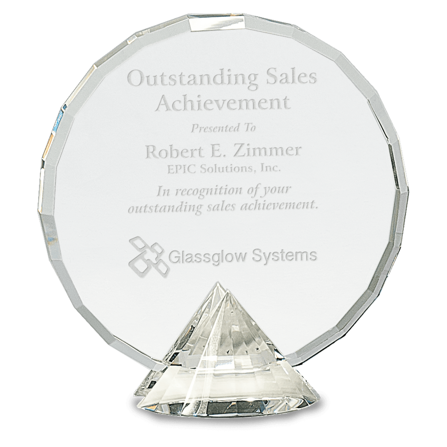 6 1/2" Clear Round Crystal on Clear Diamond Base