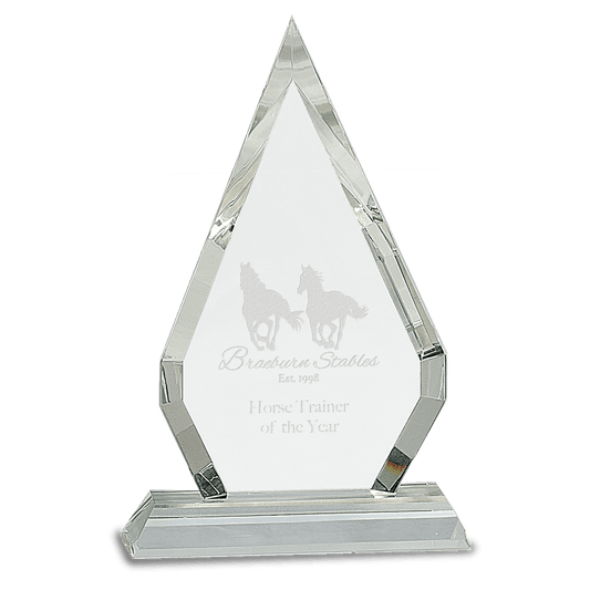 8 1/2" Crystal Diamond on Clear Pedestal Base