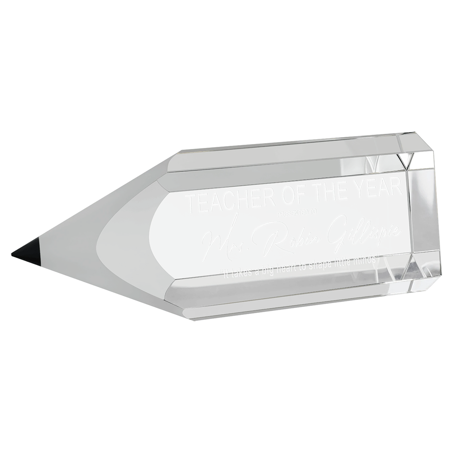 7.75" Crystal Pencil (optic crystal) — custom laser engraved — ECHIPMUNK