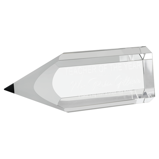 7.75" Crystal Pencil (optic crystal) — custom laser engraved — ECHIPMUNK