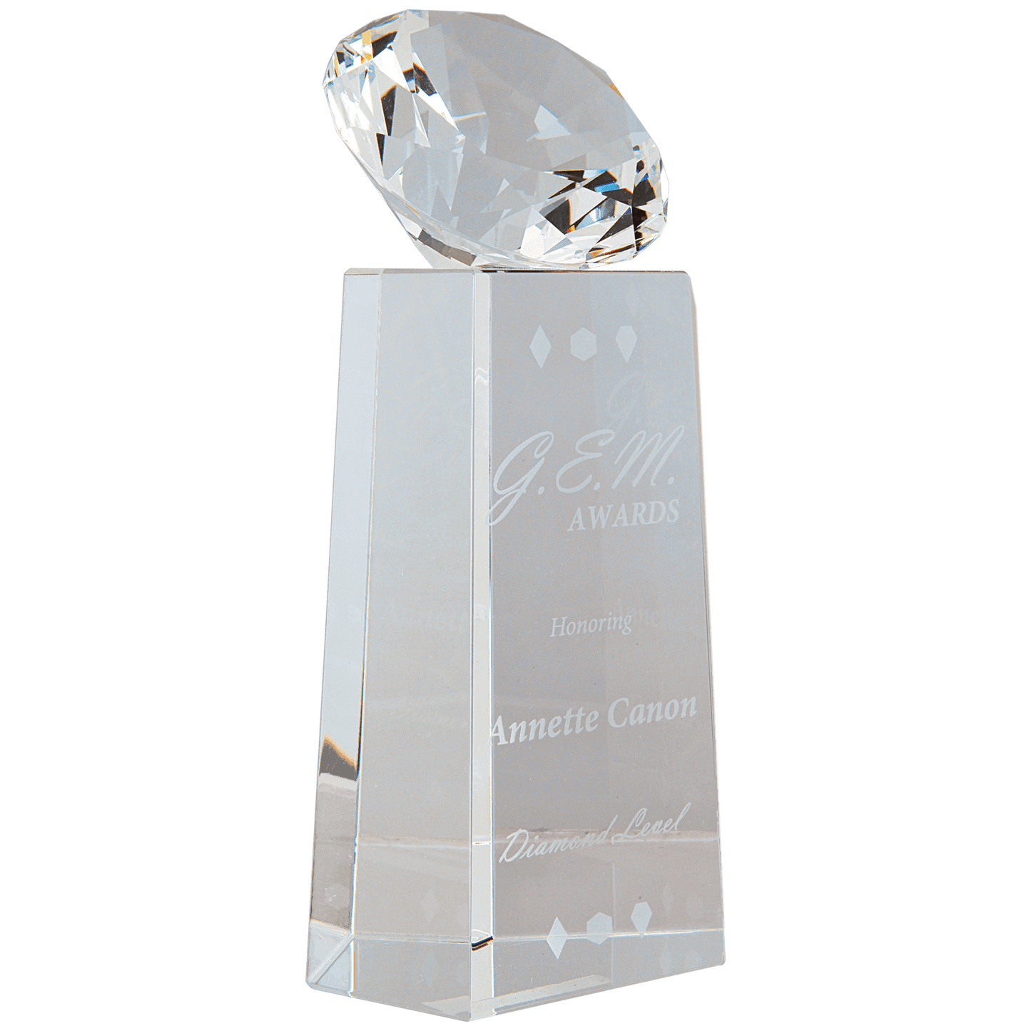 7 3/4" Crystal Diamond on Crystal Pedestal