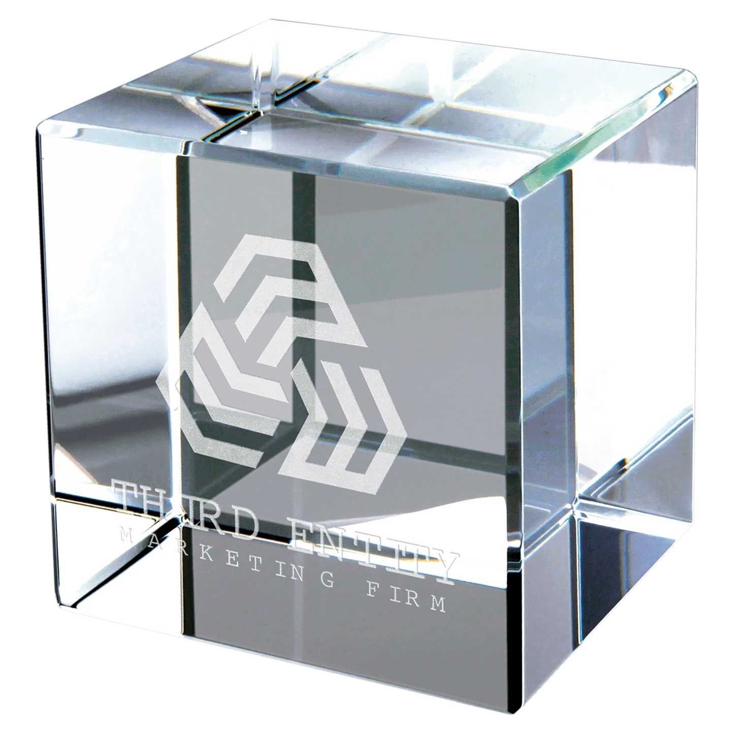 2.5" × 2.5" Crystal Cube (optic crystal) — custom laser engraved — ECHIPMUNK