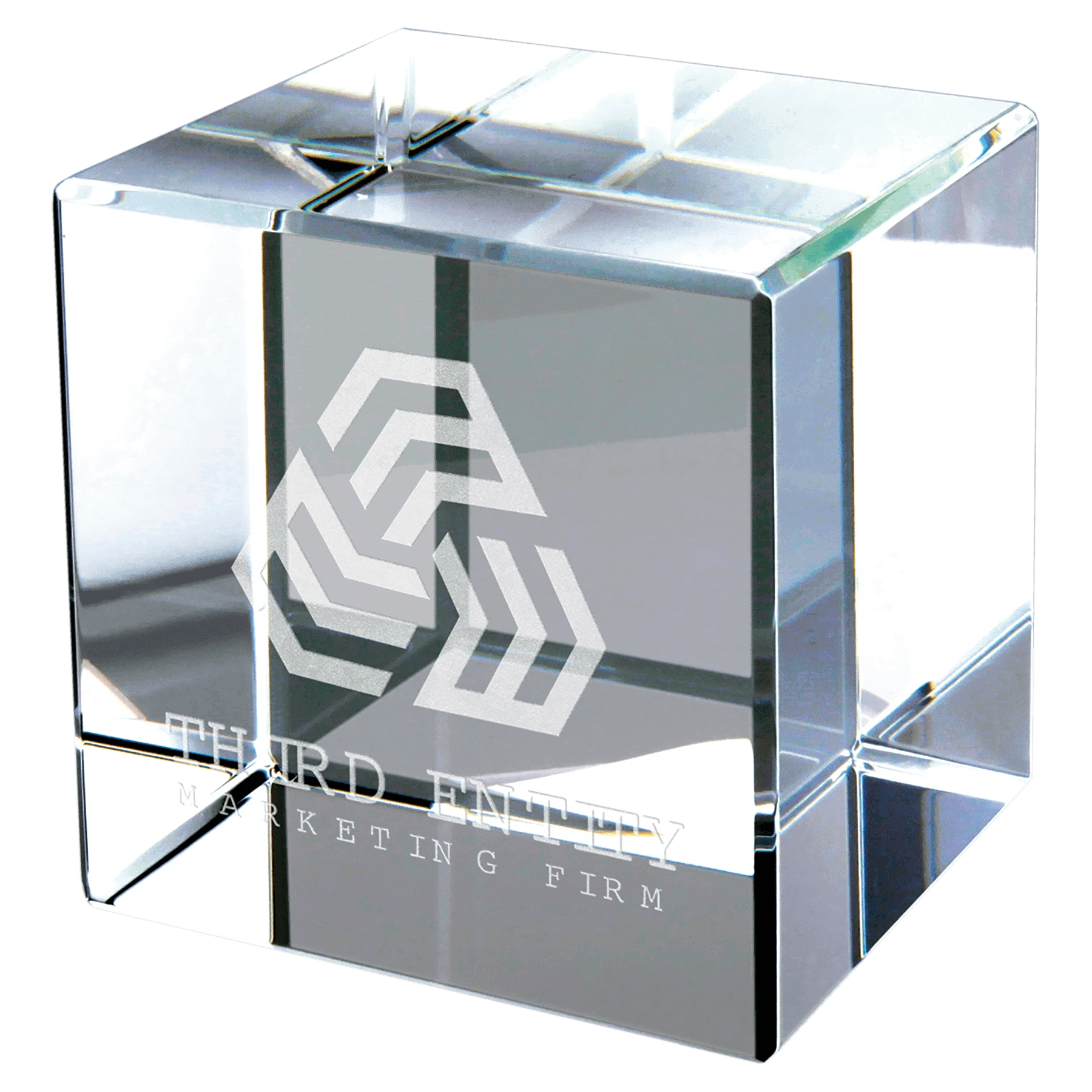 2.5" × 2.5" Crystal Cube (optic crystal) — custom laser engraved — ECHIPMUNK
