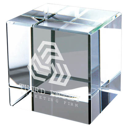 2.5" × 2.5" Crystal Cube (optic crystal) — custom laser engraved — ECHIPMUNK
