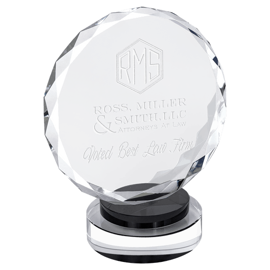 7" Round Facet Crystal on Round Base