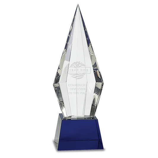 11" Obelisk Facet Crystal on Pedestal Base