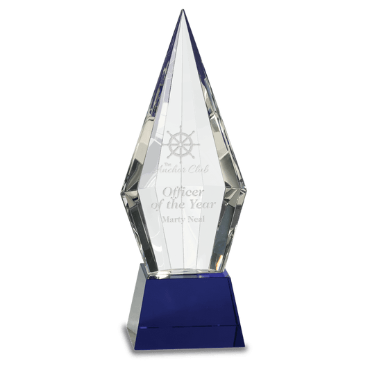 9 1/2" Obelisk Facet Crystal on Pedestal Base