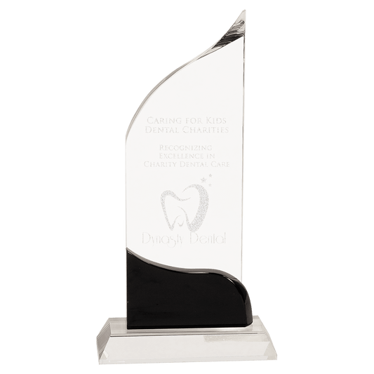 10" Clear Crystal Wave with Black Accent