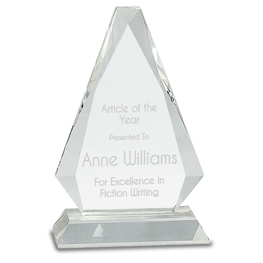 8" Clear Crystal Triangle on Clear Pedestal Base