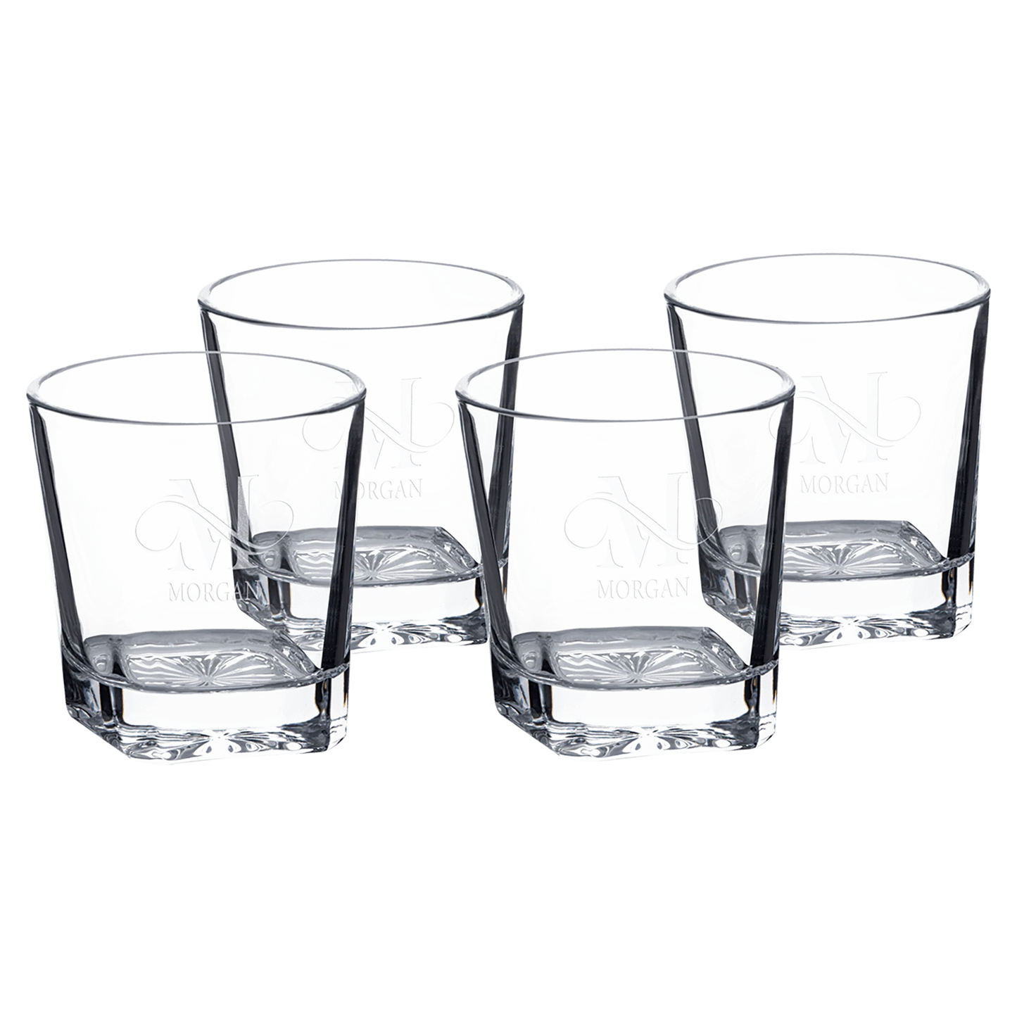 Four Polar Camel 11 oz. Rocks Glasses in Black Gift Box (glass) — custom laser engraved — ECHIPMUNK
