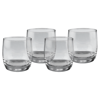 Four Polar Camel 10 oz. Rocks Glasses in Black Gift Box (glass) — custom laser engraved — ECHIPMUNK