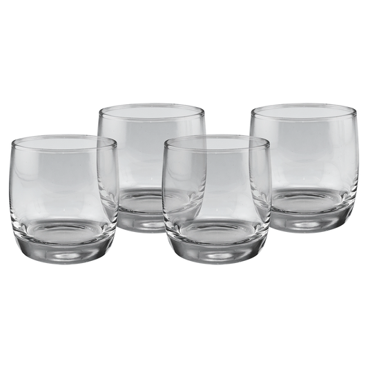 Four Polar Camel 10 oz. Rocks Glasses in Black Gift Box (glass) — custom laser engraved — ECHIPMUNK