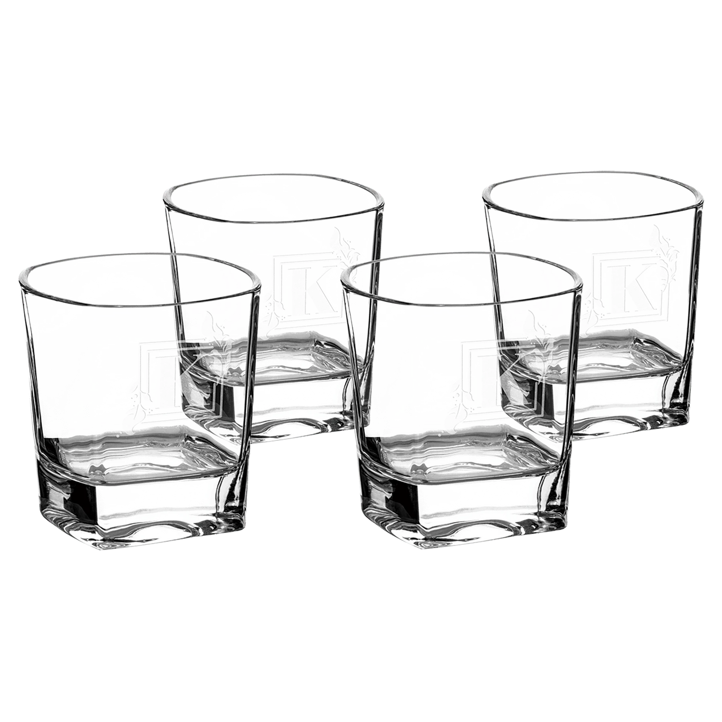 Four Polar Camel 8 oz. Rocks Glasses in Black Gift Box (glass) — custom laser engraved — ECHIPMUNK
