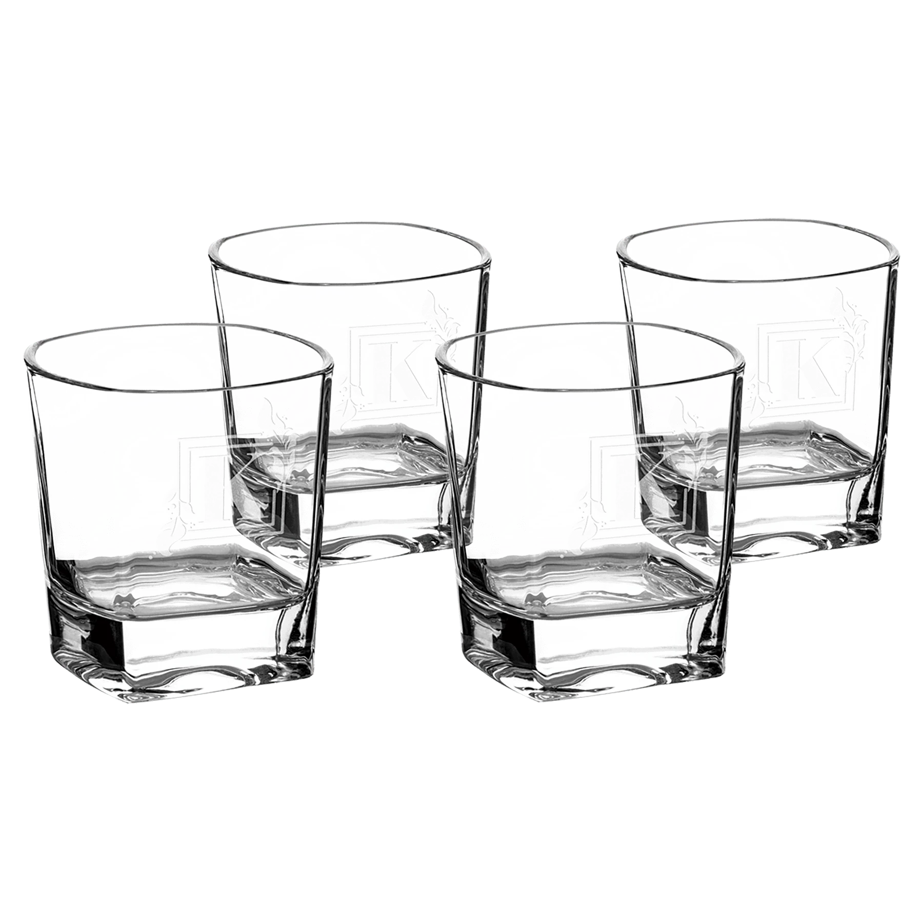 Four Polar Camel 8 oz. Rocks Glasses in Black Gift Box (glass) — custom laser engraved — ECHIPMUNK