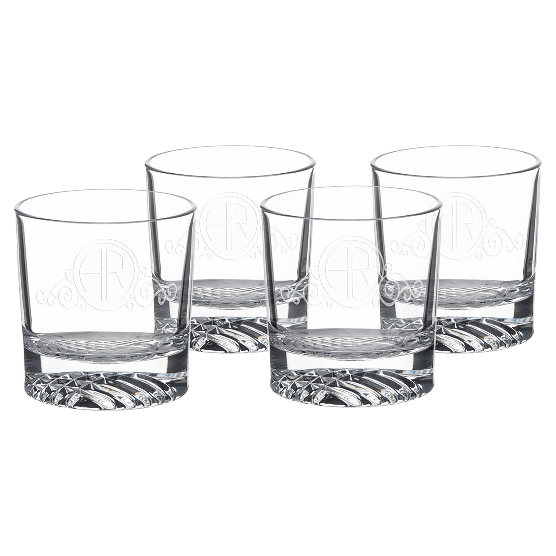 Four Polar Camel 9 oz. Rocks Glasses in Black Gift Box (glass) — custom laser engraved — ECHIPMUNK