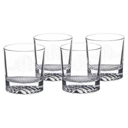 Four Polar Camel 9 oz. Rocks Glasses in Black Gift Box (glass) — custom laser engraved — ECHIPMUNK
