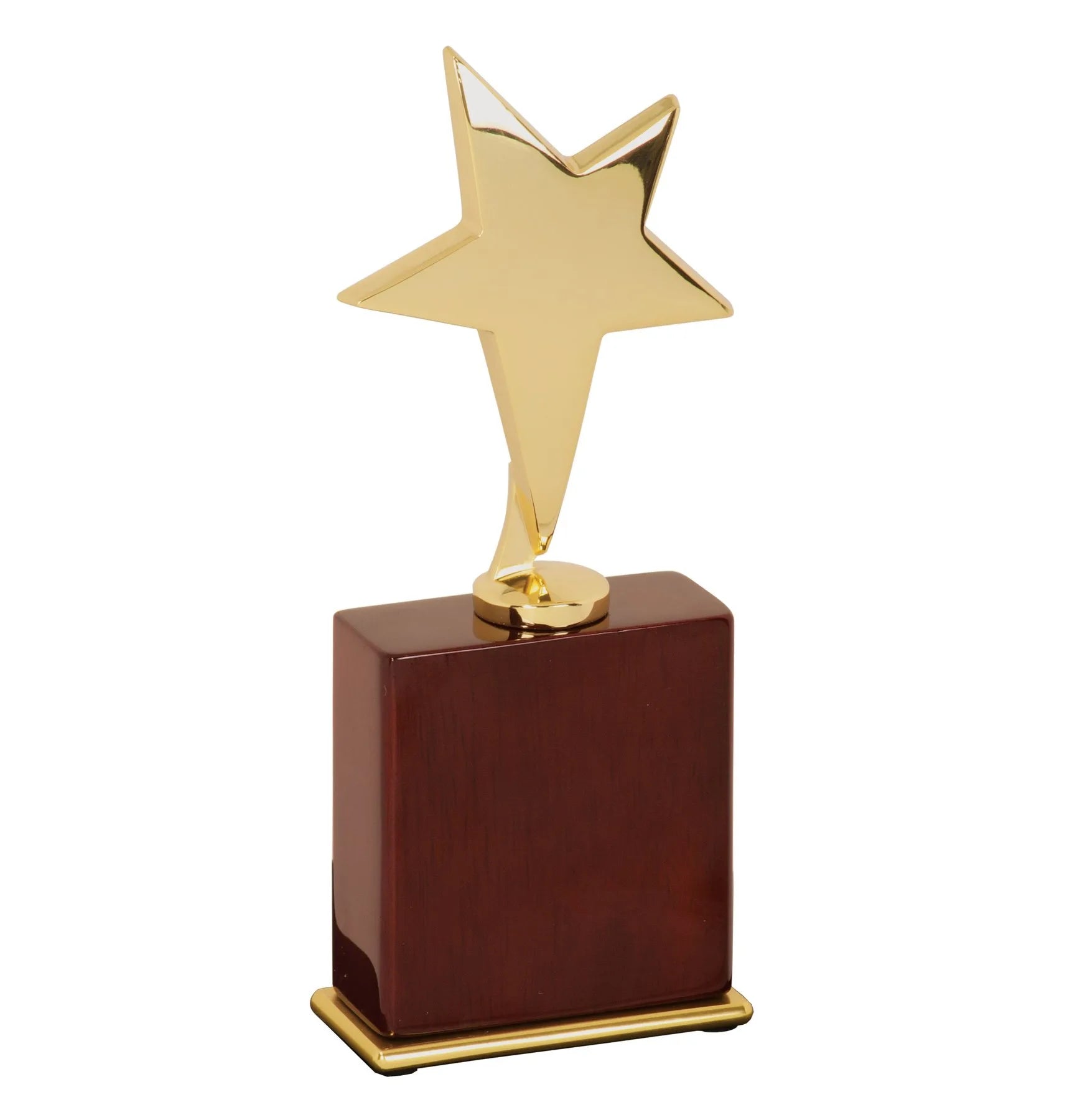 7.5" Gold Star Award on Rosewood Piano Finish Base (rubber wood & zinc) — custom laser engraved — ECHIPMUNK